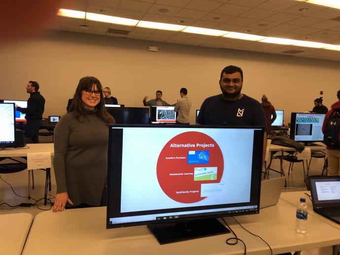Terra Meierdierck and Nilay Panchal represent the Center at the 2019 NJIT Research Institutes, Centers and Laboratories Showcase.